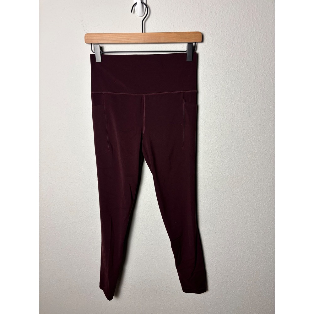 Athleta Salutation Stash Tight High Rise Leggings Burgundy Maroon Small
